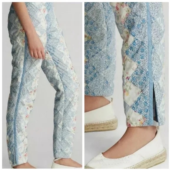 Polo Ralph Lauren Patchwork Quilted High Rise RARE Vintage Pants Size 12 - Picture 2 of 9